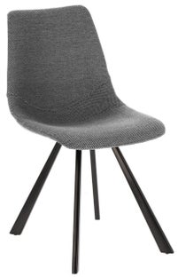 Krzesło do jadalni tapicerowane szare nogi czarne metalowe – obraz-1