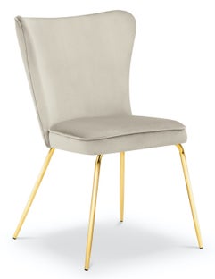 Krzesło do salonu welurowe beżowe nogi złote – obraz-1