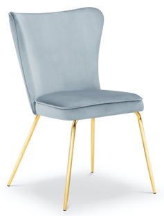 Krzesło do salonu welurowe niebieskie nogi złote – obraz-1