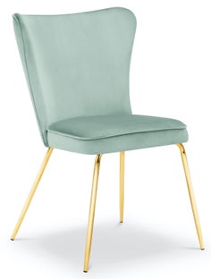 Krzesło do salonu welurowe zielone nogi złote – obraz-1