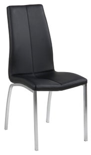 Krzesło do jadalni z ekoskóry czarne nogi srebrne 44x95 cm – obraz-1