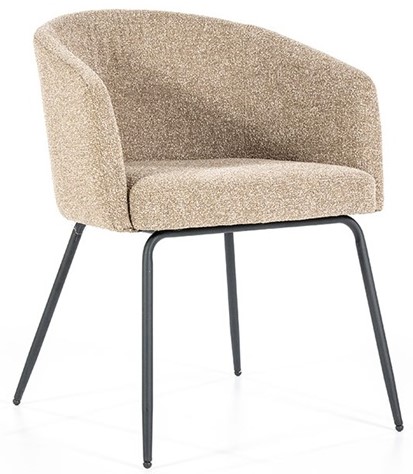 Krzesło tapicerowane beżowe z czarnymi nogami  60x77 cm  – obraz-1