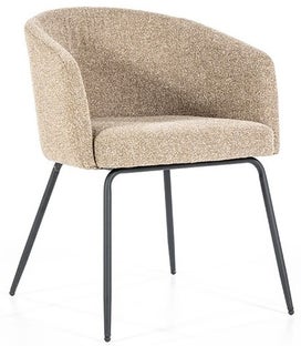 Krzesło tapicerowane beżowe z czarnymi nogami 60x77 cm – obraz-1