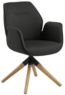 Krzesło do salonu z podłokietnikami szare nogi drewniane – obraz-1