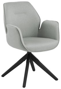 Krzesło do salonu z podłokietnikami szare nogi czarne – obraz-1