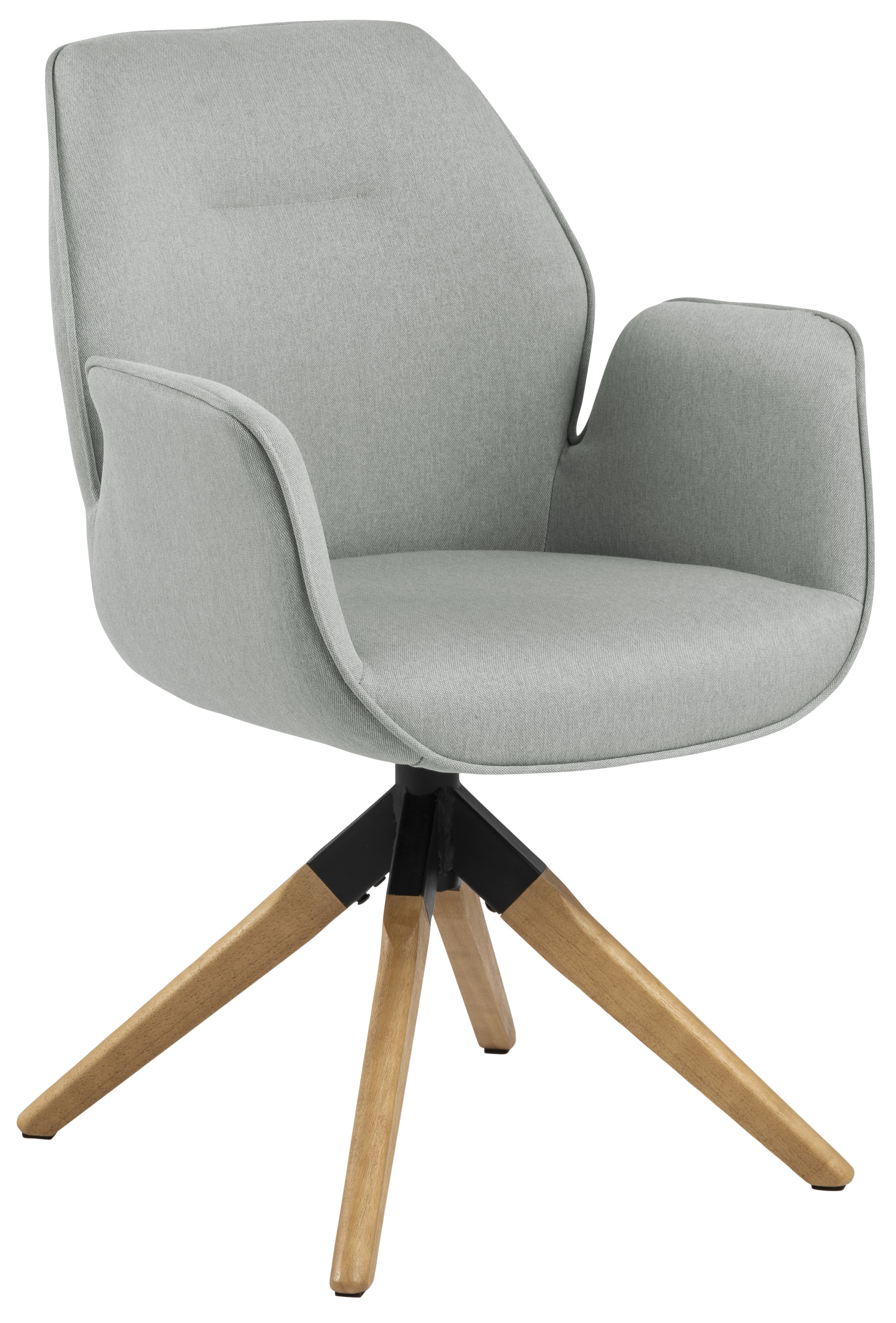 Krzesło do salonu z podłokietnikami szare nogi drewniane – obraz-1