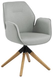 Krzesło do salonu z podłokietnikami szare nogi drewniane – obraz-1