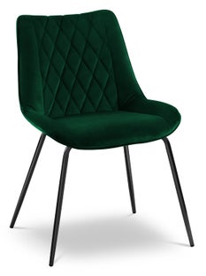 Krzesło welurowe pikowane 51x80 cm butelkowa zieleń – obraz-1