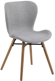 Krzesło do jadalni tapicerowane szare nogi drewniane  – obraz-1