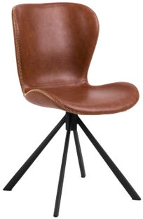 Krzesło ekoskóra brązowe - nogi metalowe czarne mat 47x81 cm – obraz-1