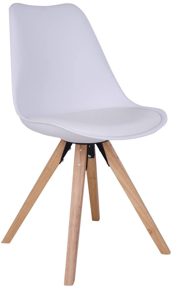 Krzesło z tworzywa sztucznego białe nogi drewniane – grafika-1.