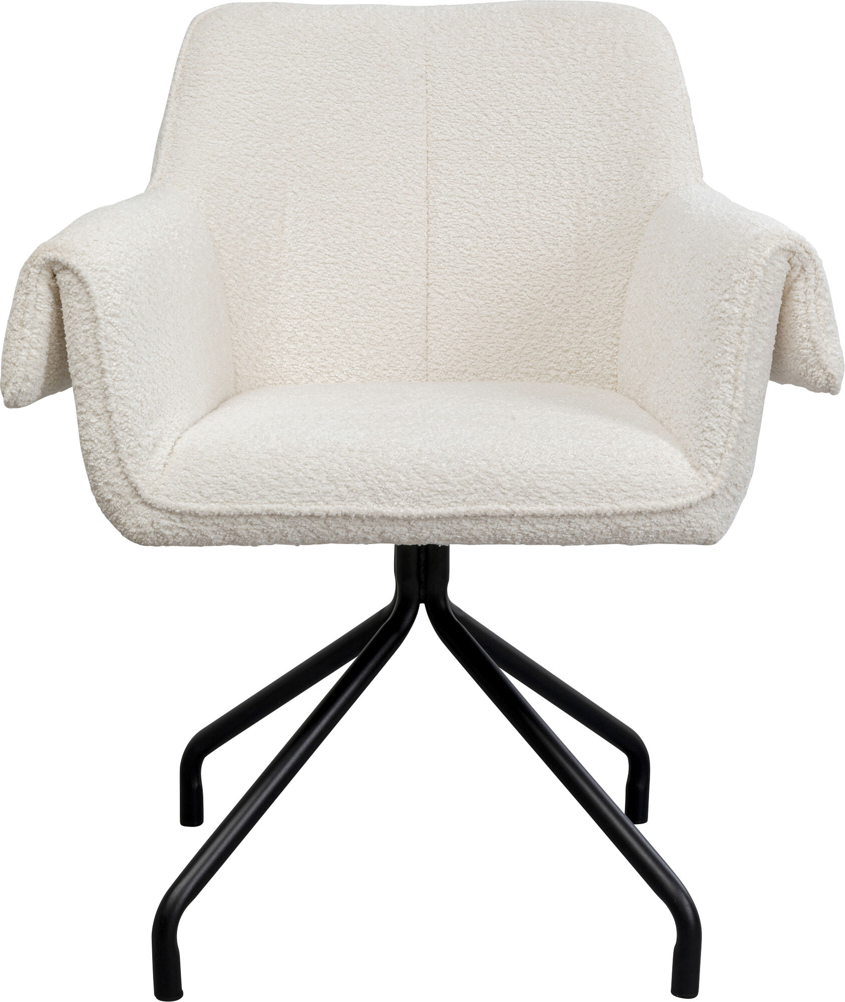 Krzesło białe z podłokietnikami obrotowe nogi czarne stalowe 70x84 cm – obraz-1