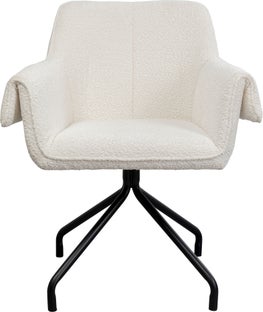 Krzesło białe z podłokietnikami obrotowe nogi czarne stalowe 70x84 cm – obraz-1