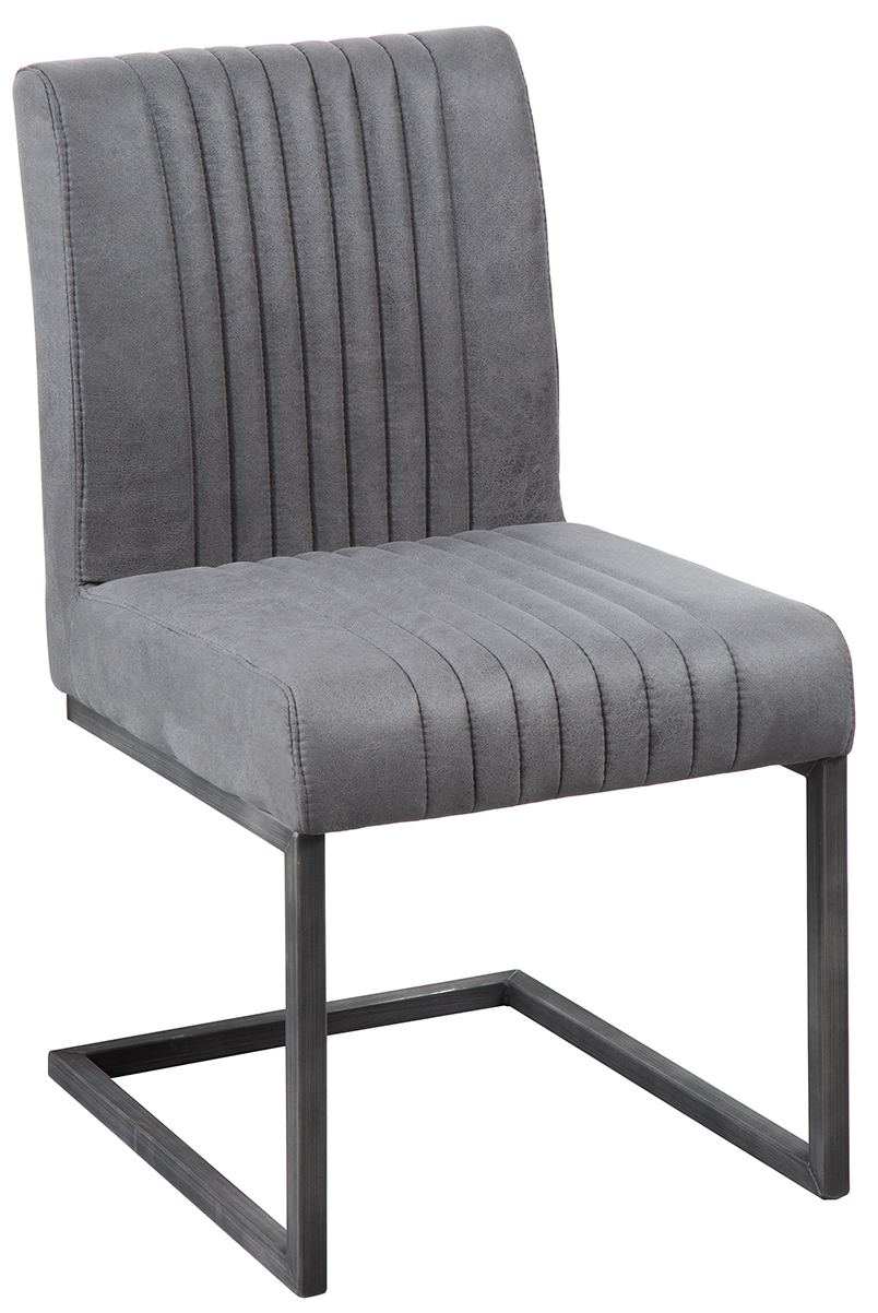 Krzesło tapicerowane szare w stylu loftowym/industrialnym – grafika-1.