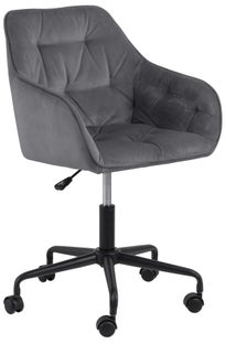 Welurowe krzesło biurowe szare z podłokietnikami i nowoczesnym stylem – grafika-1.