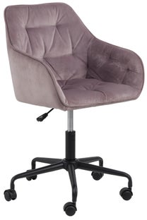 Welurowe krzesło biurowe pikowane różowe z podłokietnikami i nowoczesnym stylem – grafika-1.