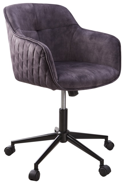 Krzesło biurowe regulowane welurowe ciemnoszare nowoczesne i eleganckie – grafika-1.