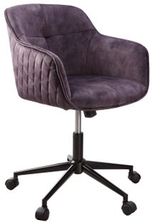 Krzesło biurowe regulowane welurowe ciemnoszare nowoczesne i eleganckie – grafika-1.