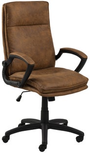 Biurowe krzesło brązowe z imitacji nubuku nowoczesny design – grafika-1.