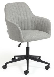 Krzesło biurowe tapicerowane z podłokietnikami szare – obraz-1