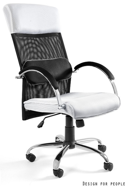 Krzesło biurowe Overcross 64x114-124 cm białe – obraz-1