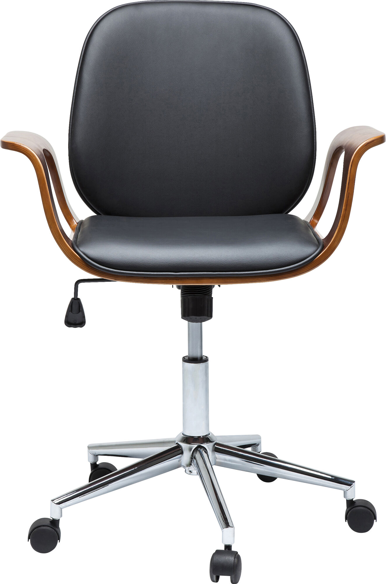 Krzesło biurowe z siedziskiem z ekoskóry czarno-brązowe 67x101 cm  – obraz-1