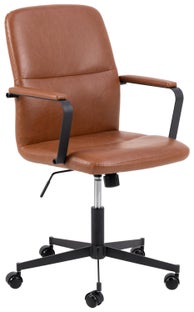 Krzesło biurowe regulowane z podłokietnikami brązowe ekoskóra stylowe – grafika-1.