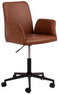 Krzesło biurowe z podłokietnikami ekoskóra brązowa styl nowoczesny – grafika-1.