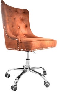 Jasnobrązowe krzesło biurowe obrotowe w stylu nowoczesnym z mikrofibry – grafika-1.