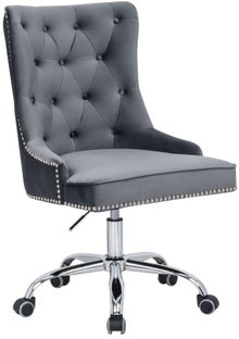 Srebrnoszare krzesło biurowe obrotowe z aksamitem i nowoczesnym stylem – grafika-1.