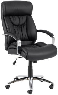 Krzesło biurowe z ekoskóry w kolorze czarnym z regulowanymi podłokietnikami – grafika-1.