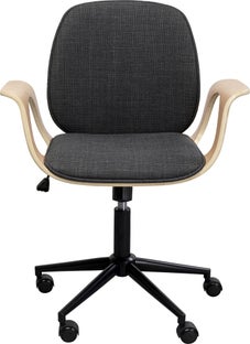Krzesło biurowe z podłokietnikami szaro-naturalne nogi czarne 67x101 cm – obraz-1