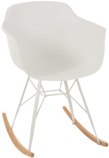 Krzesło bujane z tworzywa sztucznego białe – obraz-1