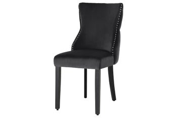 Krzesło CASTLE DELUXE uchwyt głowa lwa, welwet czarny, czarne nogi, styl chesterfield – grafika-1.