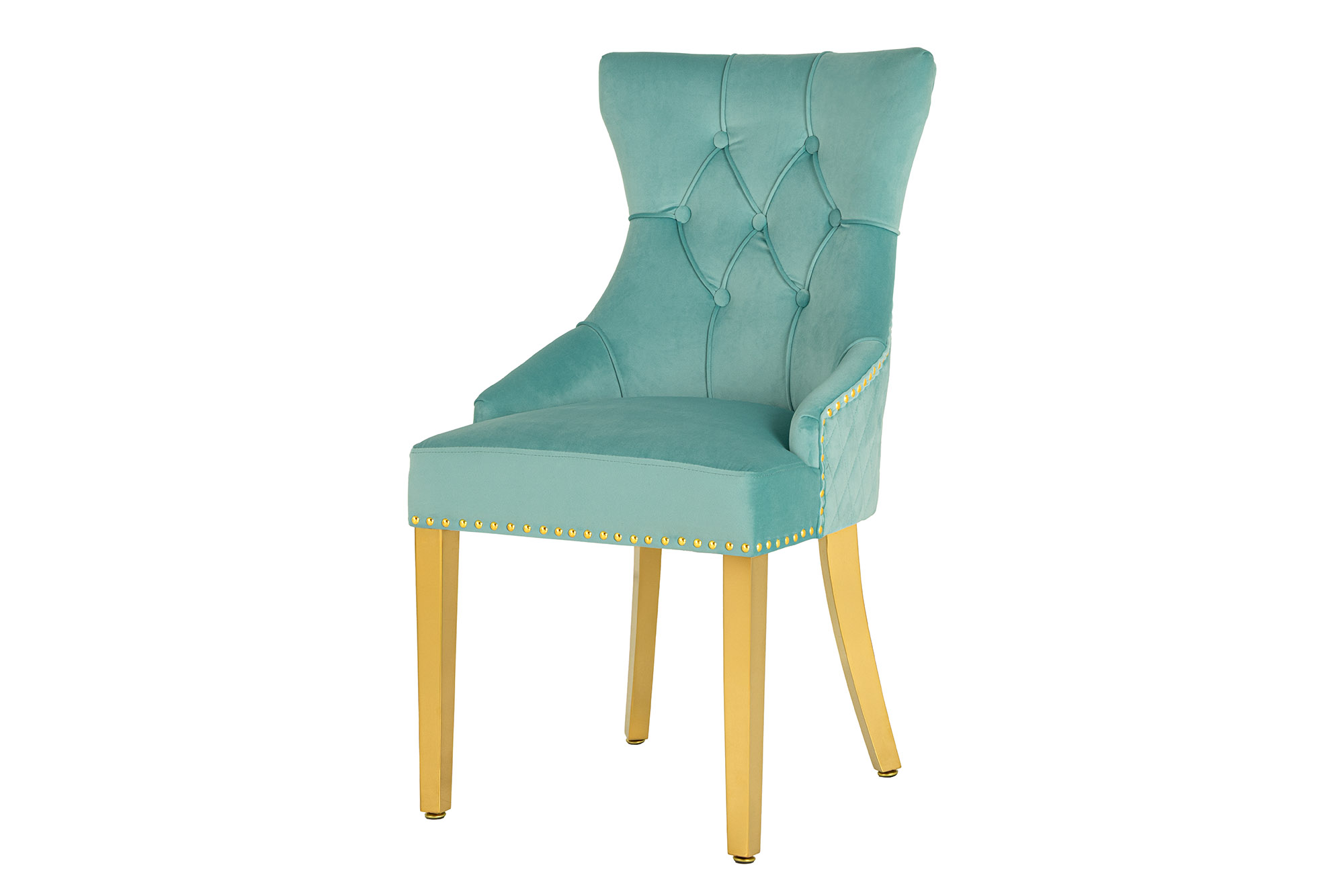 Krzesło CASTLE DELUXE uchwyt głowa lwa, welwet niebieski, złote nogi, styl barokowy – grafika-1.