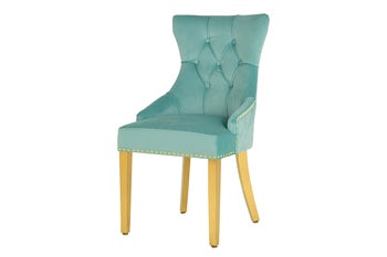 Krzesło CASTLE DELUXE uchwyt głowa lwa, welwet niebieski, złote nogi, styl barokowy – grafika-1.