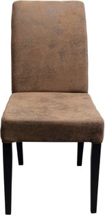 Krzesło do jadalni z ekoskóry brązowe nogi czarne – obraz-1