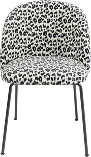 Krzesło welurowe w panterkę 50x79 cm czarno-beżowe – obraz-1