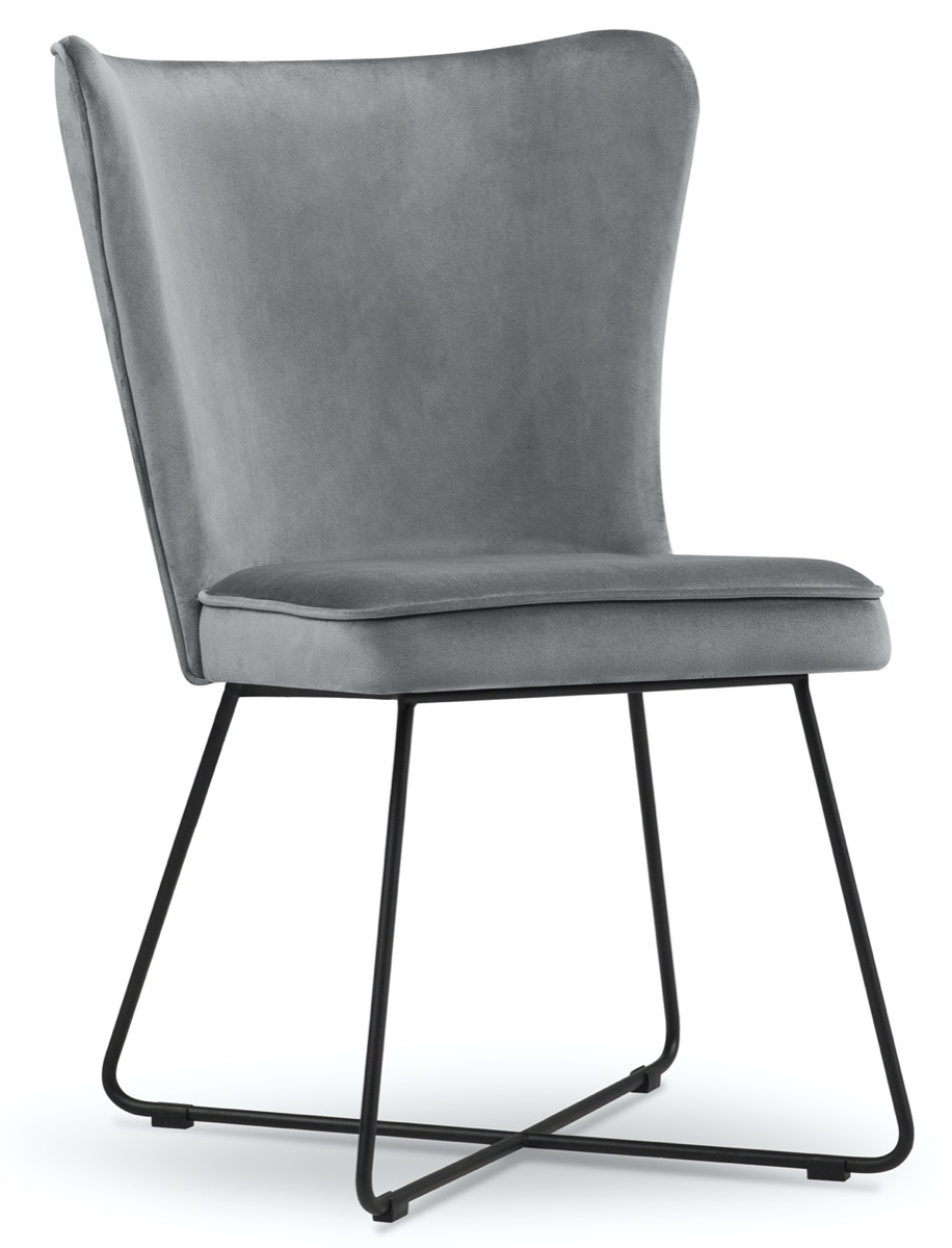 Krzesło do salonu welurowe szare nogi czarne  – obraz-1