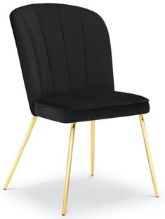 Krzesło do salonu pikowane welurowe czarne nogi złote – obraz-1