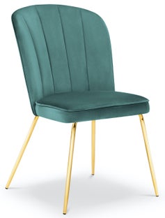 Krzesło do salonu pikowane welurowe niebieskie nogi złote – obraz-1