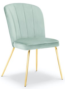 Krzesło do salonu pikowane welurowe zielone nogi złote – obraz-1