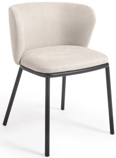 Krzesło szenila beżowa - nogi stalowe czarne 52x75 cm – obraz-1