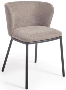 Krzesło szenila jasnobrązowa - nogi stalowe czarne 52x75 cm – obraz-1