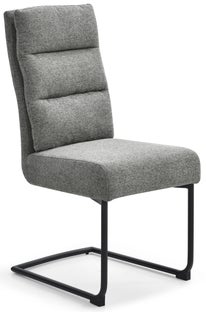 Eleganckie krzesło tapicerowane szare z czarną metalową nogą – grafika-1.