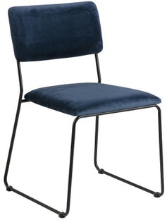 Welurowe granatowe krzesło do jadalni na czarnych płozach – grafika-1.