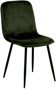 Krzesło tapicerowane oliwkowa zieleń na czarnych nogach – obraz-1