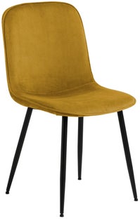 Krzesło tapicerowane żółte na czarnych nogach – obraz-1