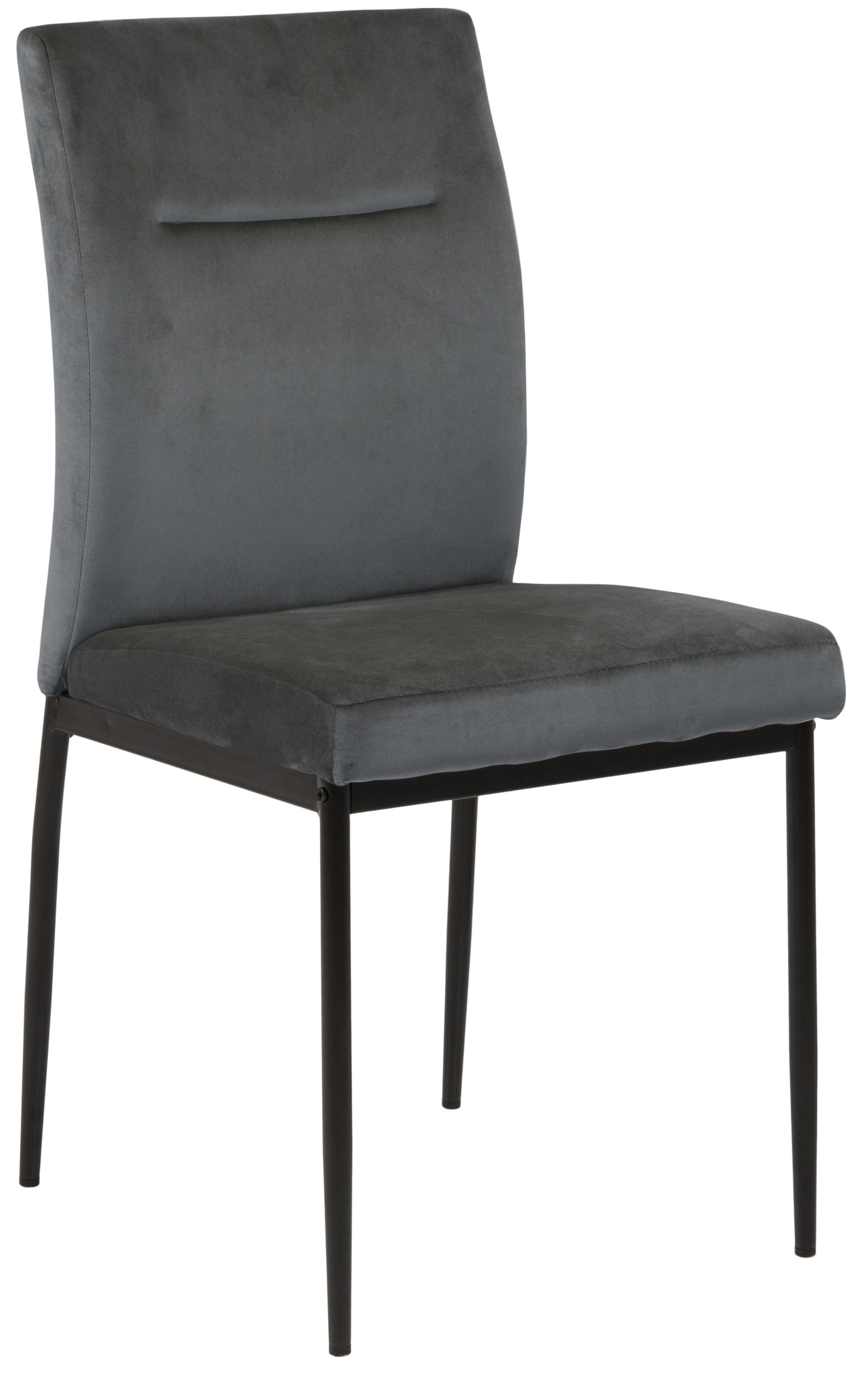 Krzesło do jadalni welurowe szare z czarnymi nogami – obraz-1