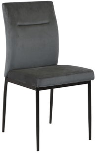 Krzesło do jadalni welurowe szare z czarnymi nogami – obraz-1